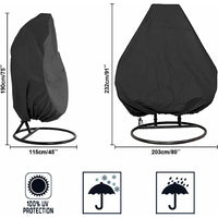 NOVEDEN Patio Hanging Chair Cover with Zipper - 115cm D x 190cm H (Black)