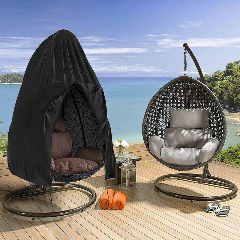 NOVEDEN Patio Hanging Chair Cover with Zipper - 115cm D x 190cm H (Black)