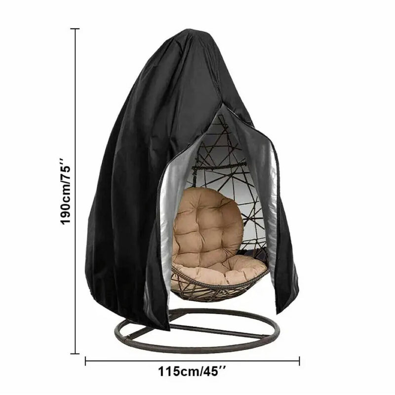 NOVEDEN Patio Hanging Chair Cover with Zipper - 115cm D x 190cm H (Black)