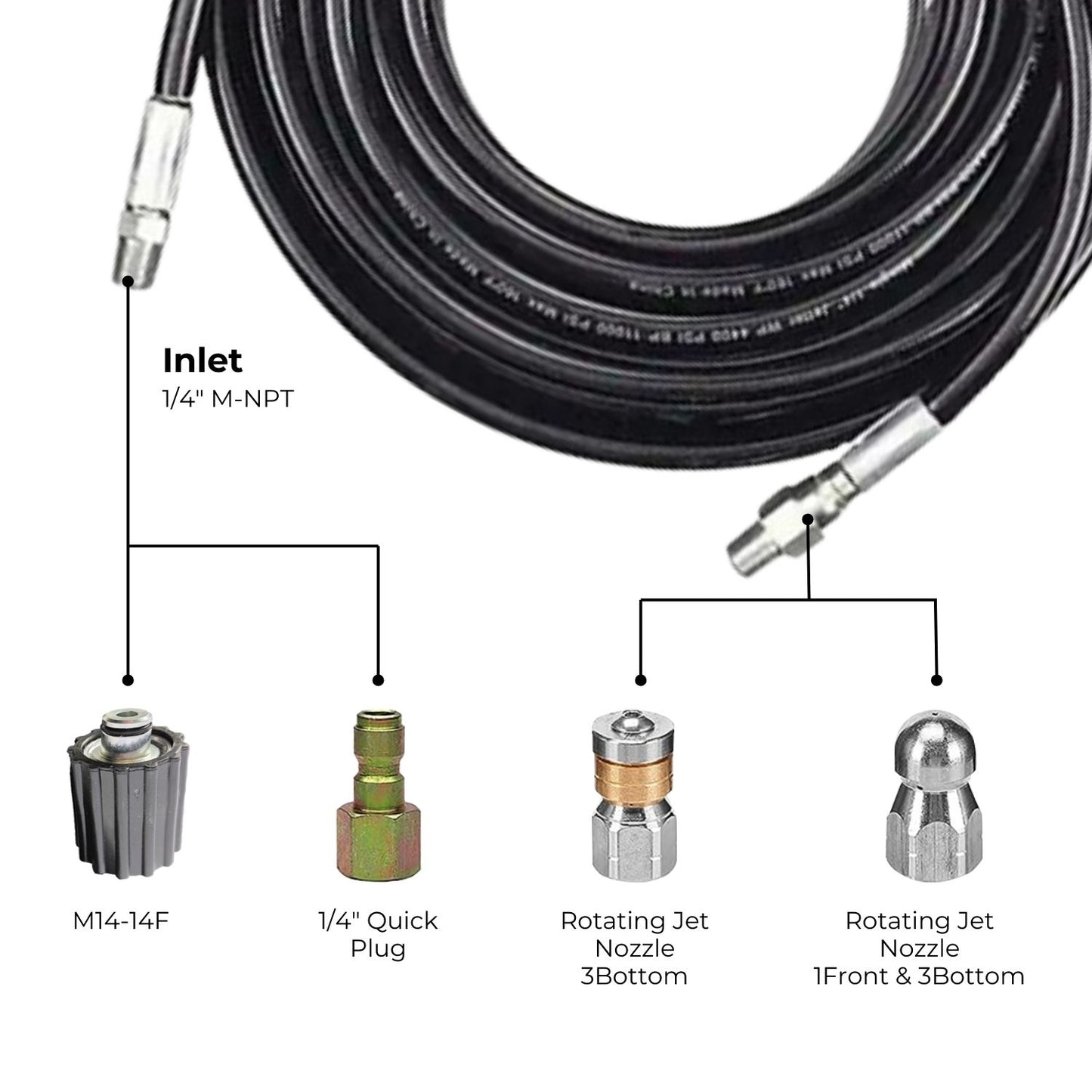 RYNOMATE High Pressure Cleaning Washer with M14 Threaded Joint (20m) RNM-HPW-100-JYE