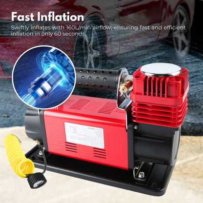 RYNOMATE 540W Car Air Compressor for Car Tires (Red) RNM-CTAC-100-ZC