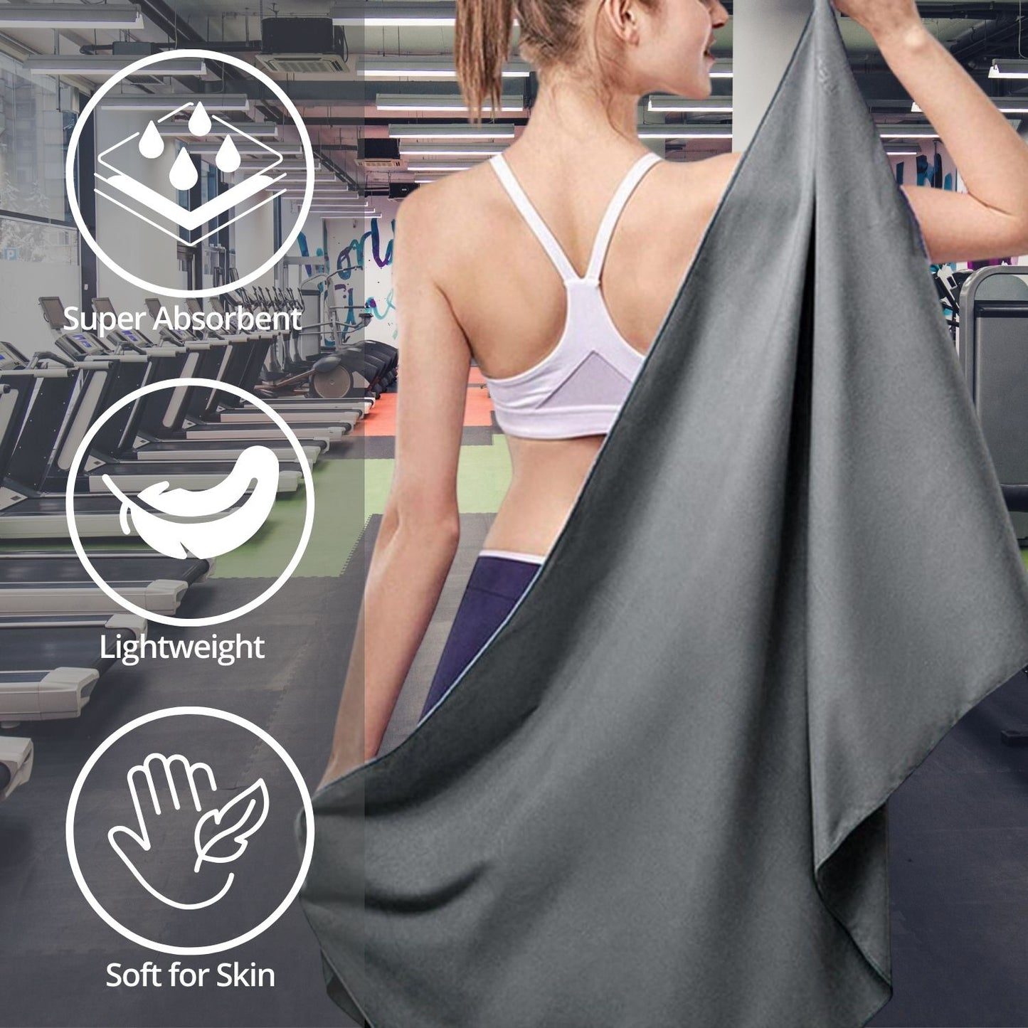 VERPEAK Quick Dry Gym Sport Towel 80*130CM (Grey) VP-QDT-101-JLJD