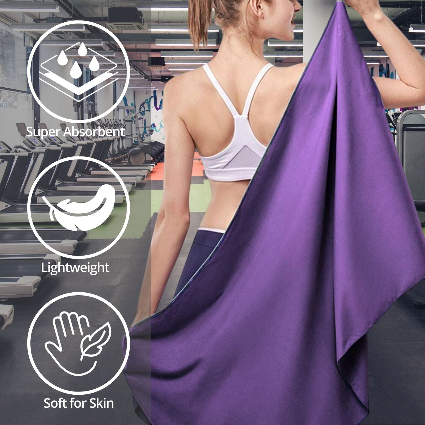 VERPEAK Quick Dry Gym Sport Towel 110*175CM (Purple) VP-QDT-103-JLJD