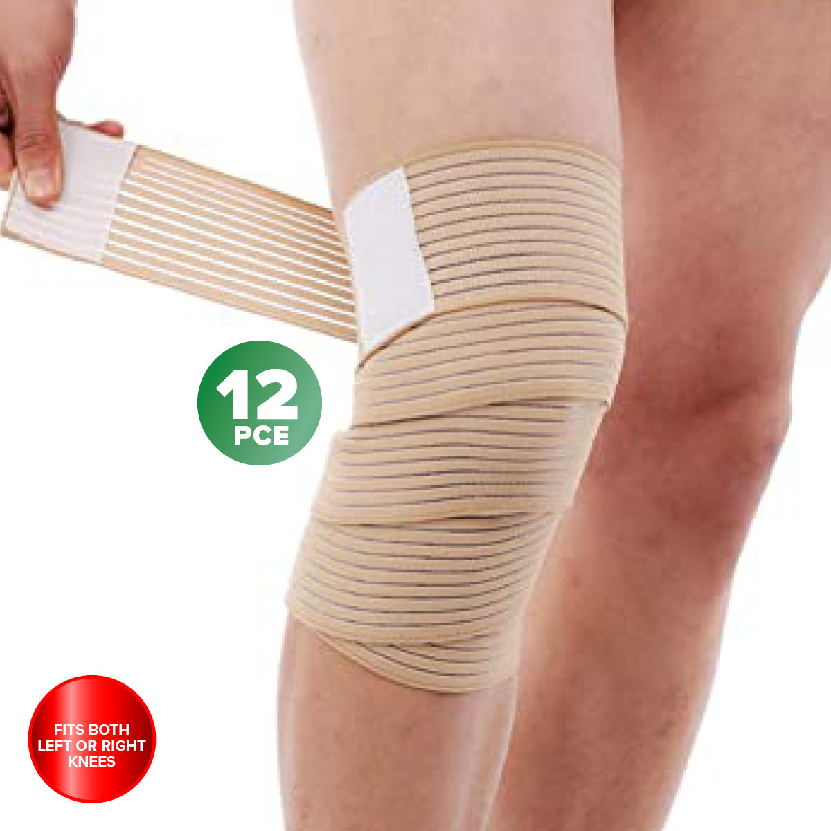 1st Care 12PCE Elastic Compression Strap Knee Supports Adjustable 7 x 90cm