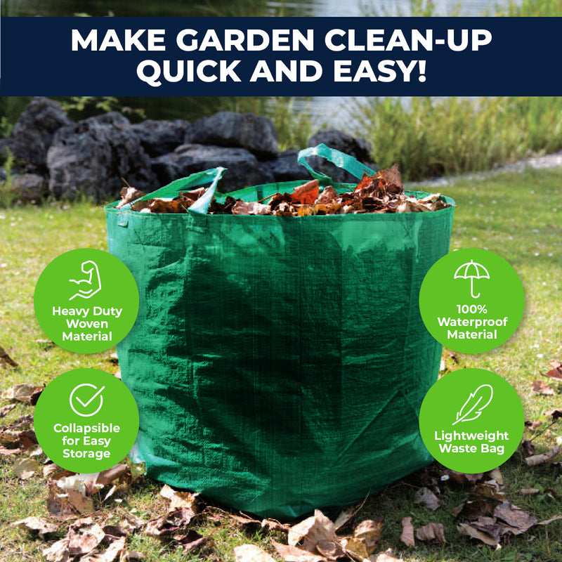 Garden Greens 12PCE Garden Waste Bag Waterproof Reusable Strong Material 59L