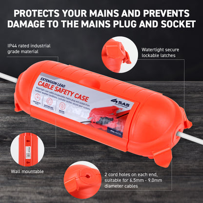 SAS Electrical 12PCE Mains Plug & Socket Protector Case Watertight 210 x 80mm