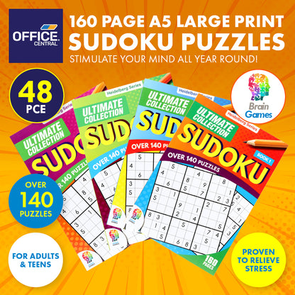 Office Central 48PCE A5 Sudoku Puzzle Books Over 140 Puzzles 160pg