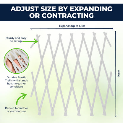 Garden Greens 12PCE Plant Trellis Adjustable Size Durable Sturdy 1.8m x 40cm