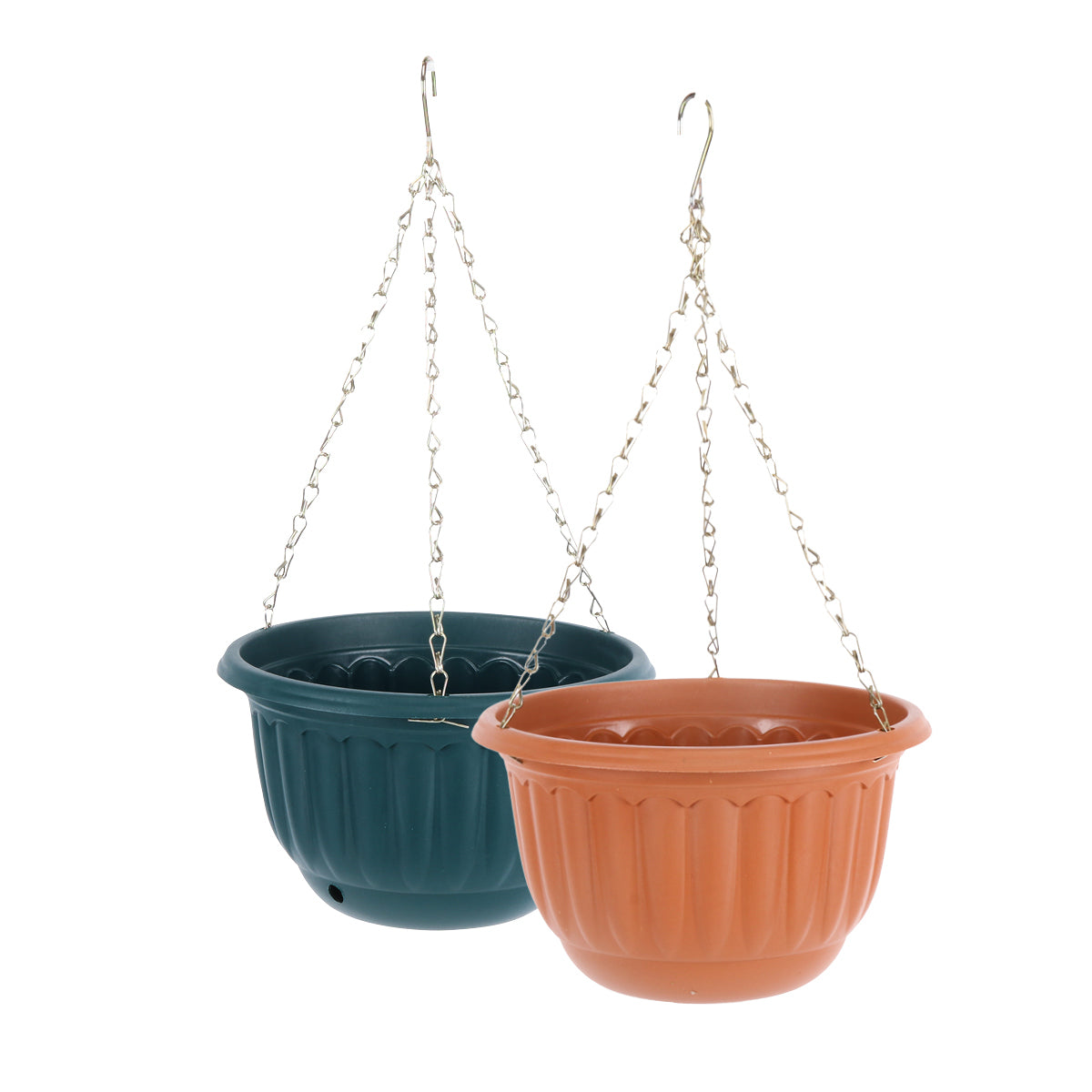 Garden Greens 12PCE Hanging Planter Pots Terracotta & Green Removable Chain