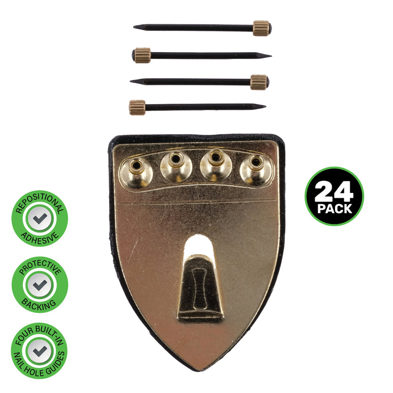 Handy Hardware 24PCE Picture Hooks Brass Plated Holding Capacity 20-45kg