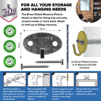 Handy Hardware 24PCE Masonry Picture Hook Drill Bit Included 60kg Hold