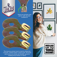 Handy Hardware 72PCE Masonry Picture Hooks Drill Bit Included 10kg Hold