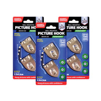 Handy Hardware 48PCE Picture Hooks Brass Plated Holding Capacity 12-25kg