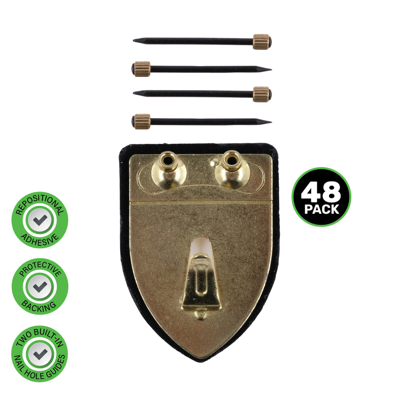 Handy Hardware 48PCE Picture Hooks Brass Plated Holding Capacity 12-25kg