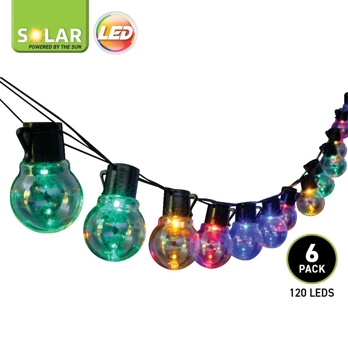 illuminex 6PCE Solar Festoon LED Lights Multicolour Weatherprooof 2 Mode 5.7m