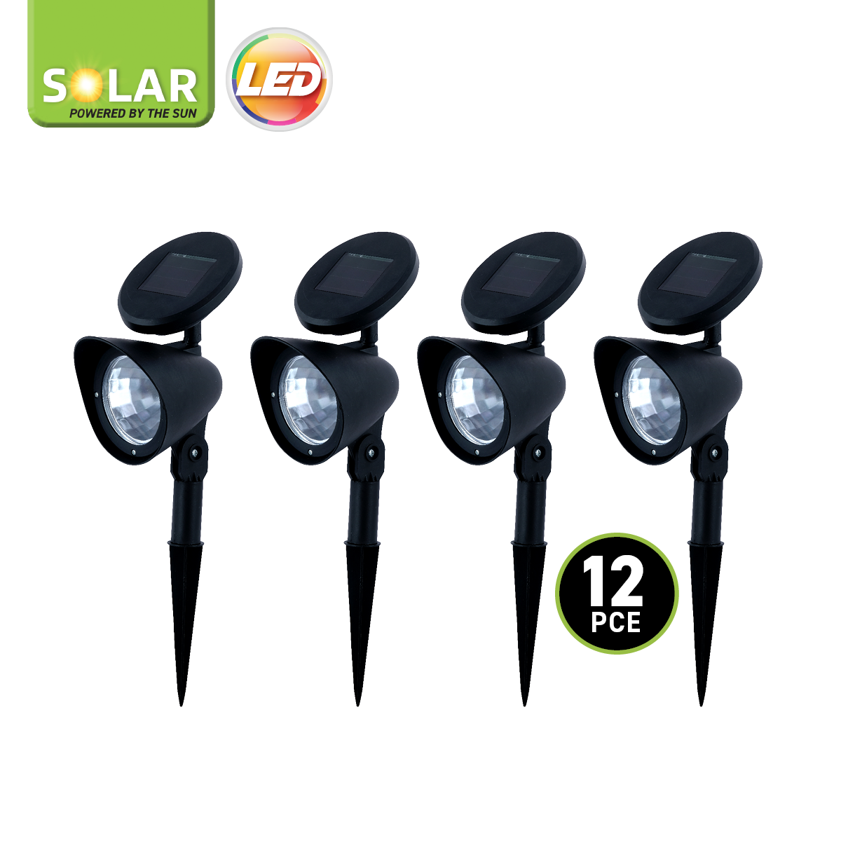 illuminex 12PCE Garden LED Solar Spot Lights Cool White Weatherprooof 31cm