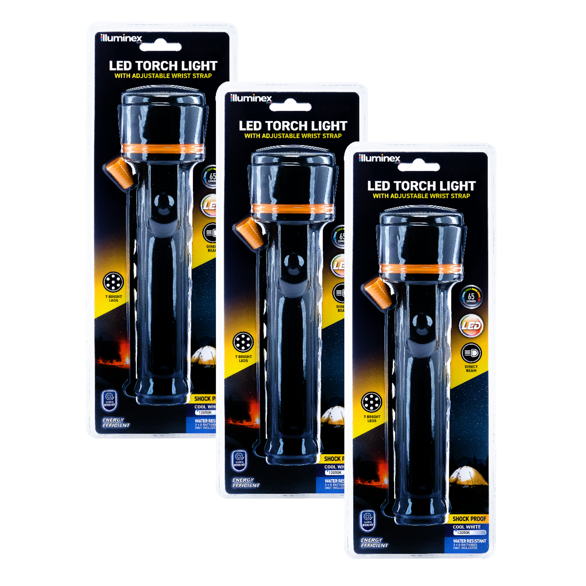 illuminex 8PCE LED Torch Water & Shock Resistant Cool White 245mm