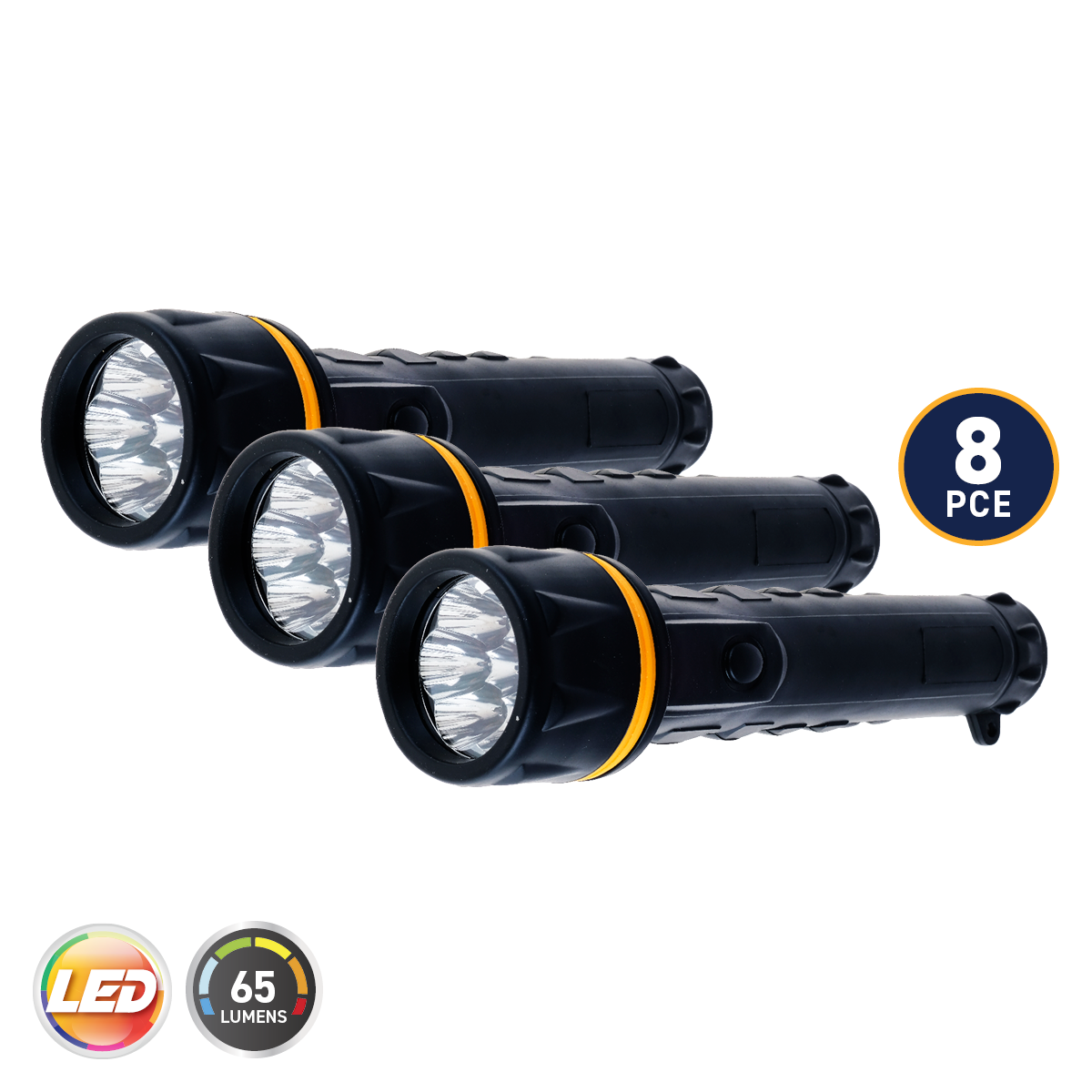 illuminex 8PCE LED Torch Water & Shock Resistant Cool White 245mm