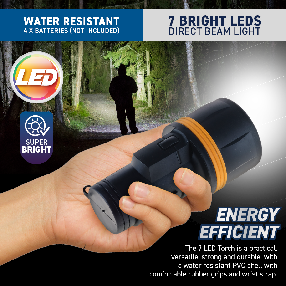 illuminex 8PCE LED Torch Water & Shock Resistant Cool White 120mm