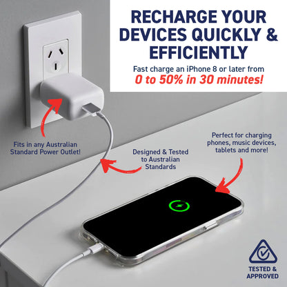 SAS Electrical 12PCE 18W USB-A Wall Charger Apple Samsung Google Fast Charge