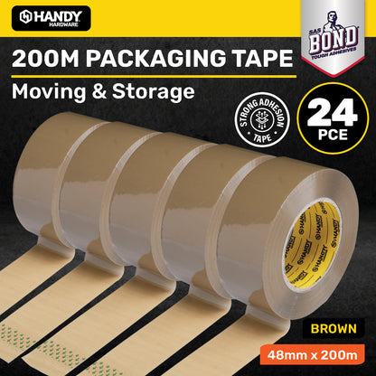 Handy Hardware 24PCE 200m Packing Tape Brown Temperature Resistant Adhesive