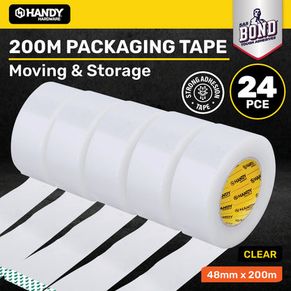 Handy Hardware 24PCE 200m Packing Tape Clear Temperature Resistant Adhesive