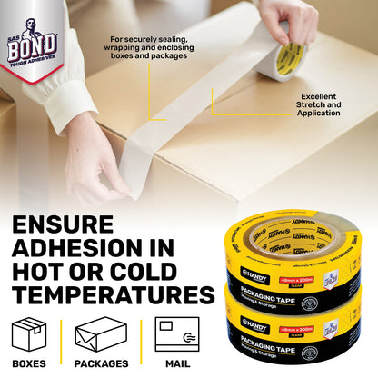 Handy Hardware 24PCE 200m Packing Tape Clear Temperature Resistant Adhesive