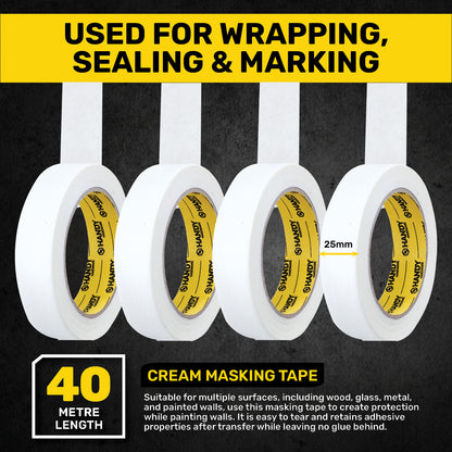 Handy Hardware 36PCE 40m Masking Tape Cream Instant Multipurpose Adhesion