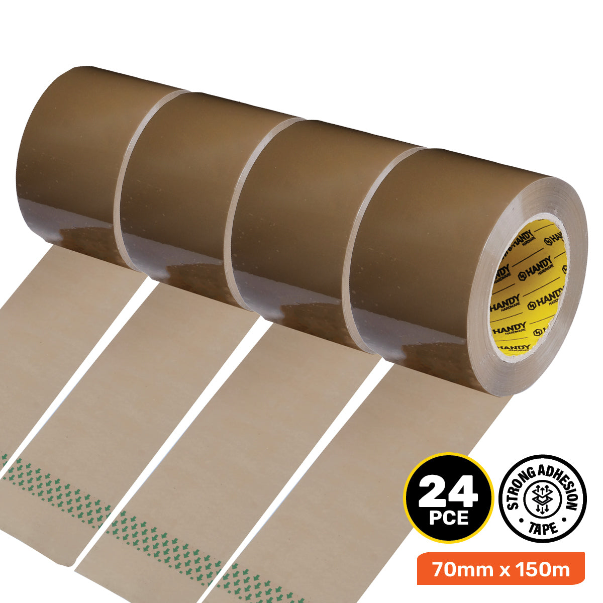 Handy Hardware 24PCE Packaging Tape Brown Multipurpose Extra Wide 150m x 70mm