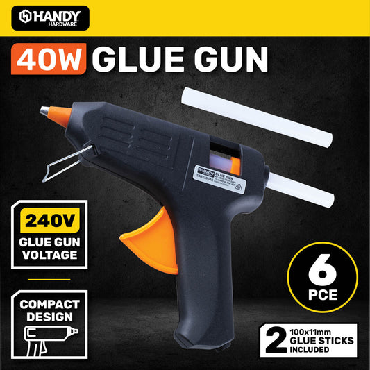 Handy Hardware 40W Glue Gun Glue Sticks Included 240V Compact Design