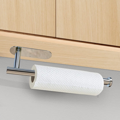 Kitchen Paper Holder Under Cabinet Wall Mount Adhesive Paper Towel Holder  Silver