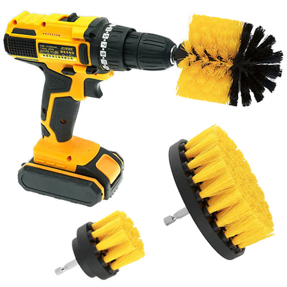 Tooleiz Three-Piece Electric Drill Set Bathroom Carpet Sink Cleaning Brush Head Yellow