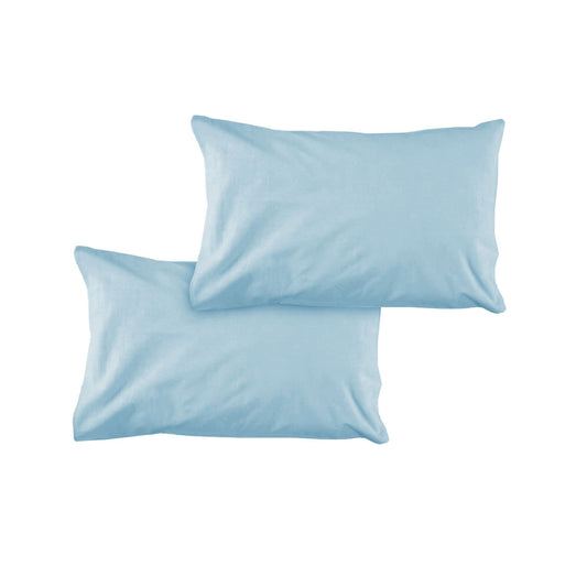 Pair of Solid Colour Microfiber Standard Pillowcases 48x73cmx15cm (Flap) Sky