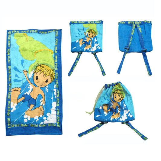 Kids Beach Towel N Bag Wild Ride