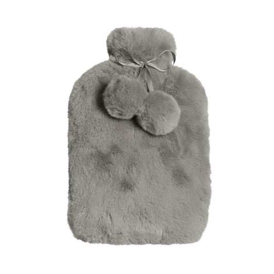 J.Elliot Home Amara Hot Water Bottle with Super Plush Faux Fur Cover Grey