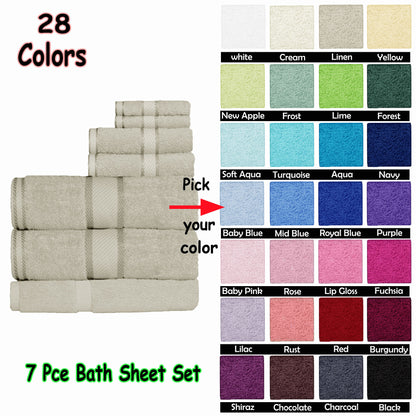 Kingtex 550gsm Cotton 7 Pce Bath Sheet Set Aqua