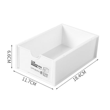 4 Pcs Set Stackable Desktop storage Box Drawer Transparent Plastic Stationery Cosmetic Organizer Box(White)